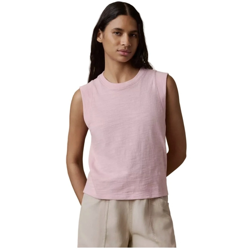Faherty Sunwashed Organic Cotton Muscle Tank Top Pink Large